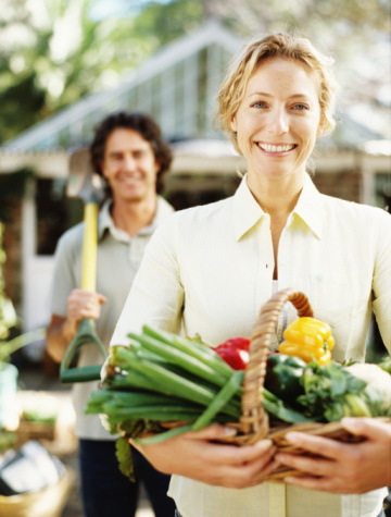 Picture of lady carrying fresh food